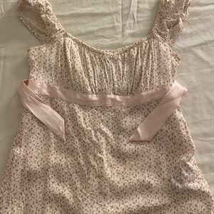 Hollister pink floral babydoll top with ribbon detail